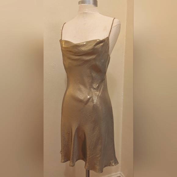COPY - ZARA METALLIC MINI DRESS WITH RHINESTONE STRAPS - Size XS - Picture 8 of 11